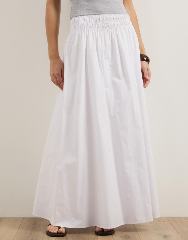 Atmos&Here - Blaire Cotton Poplin Maxi Skirt with Shirred Waist