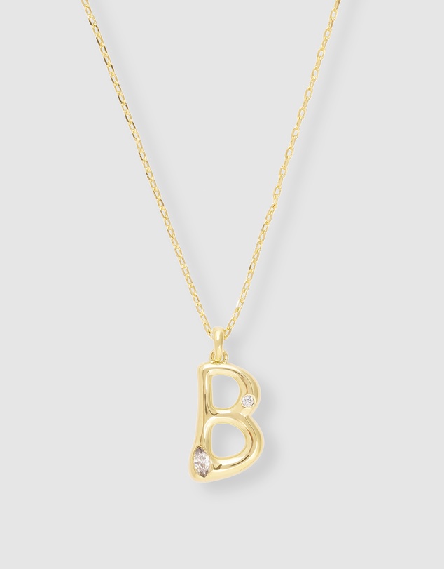 Wanderlust + Co - Alphabet Bubble Pendant Necklace - Letter B