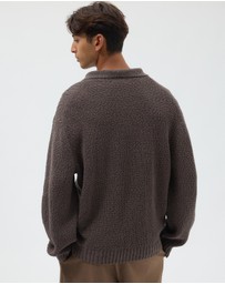AERE - Oversized Open Collar Knit Polo