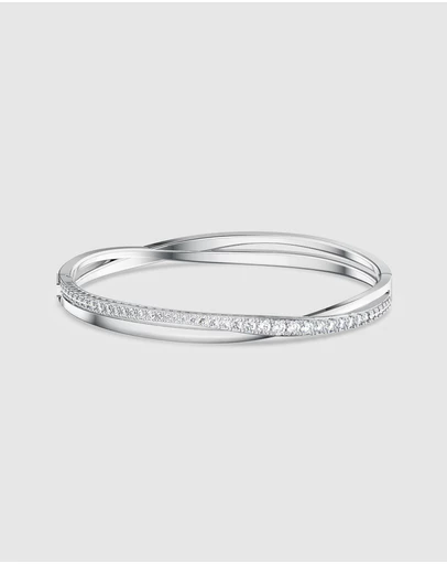 Swarovski - Hyperbola bangle, White, Rhodium plated