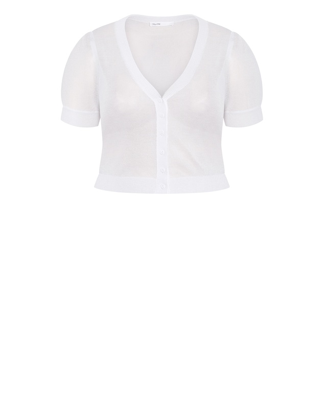 City Chic - Plus size Tara Short Sleeve Crop Cardigan - ivory