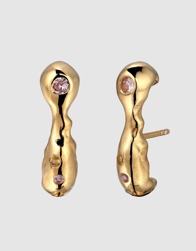 Haze & Glory - Warped Citrine Ear Studs - Gold