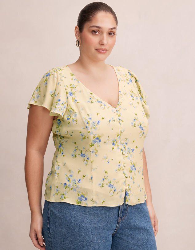 Forever New Curve - Daphne Curve Flutter Blouse