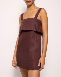 AERE - Nora Buckle Detail Linen Mini Dress