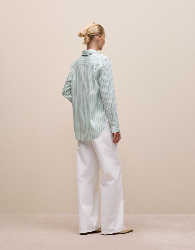 Trenery - Soft Stripe Long Sleeve Shirt in Faint Blue