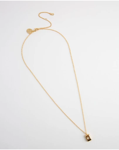 Lovisa - Gold Crystal Rectangle Locket Necklace