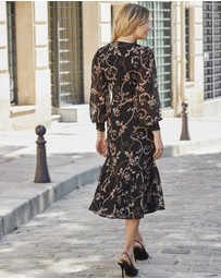 Sosandar - Baroque Print Wrap Front Midi Dress