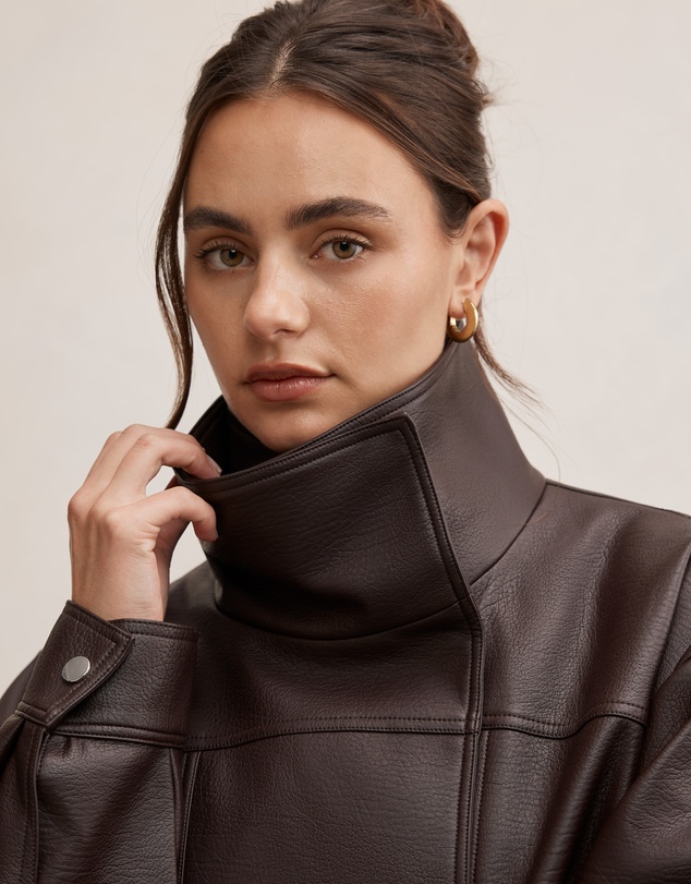 Forever New - Bex Double Funnel Neck Faux Leather Jacket