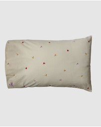 Mosey Me - Forget Me Not Embroidered Standard Pillowcase Set - Vanilla