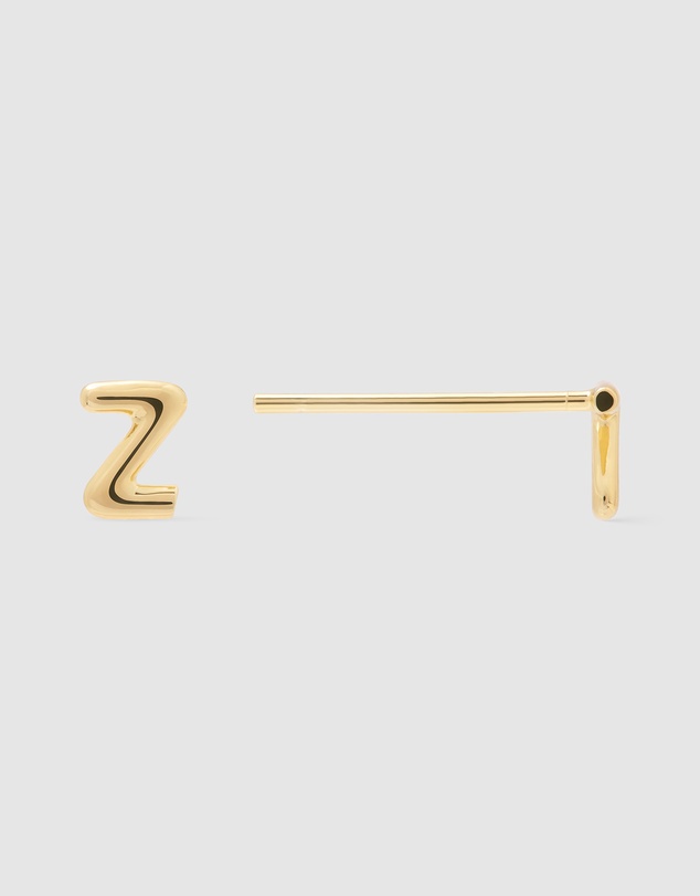 Wanderlust + Co - Alphabet Bubble Gold Stud Earrings - Letter Z