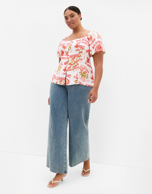 City Chic - Dreamer Cherry Print Corset Top