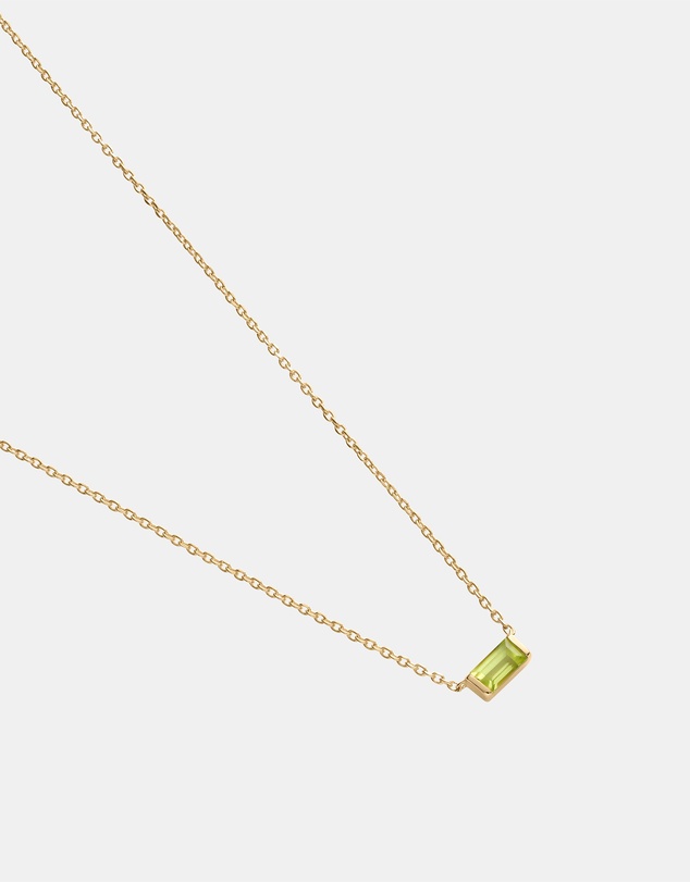 Kirstin Ash - Baguette Birthstone Necklace August Peridot