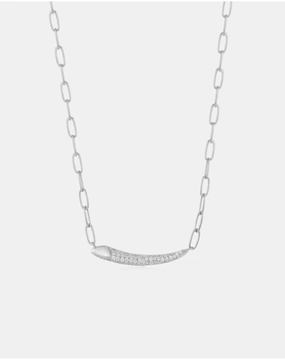 Ania Haie - Ania Haie Silver Pave Bar Chain Necklace