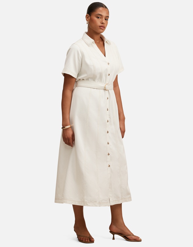 Forever New Curve - Josephine Curve Short Sleeves Denim Dress