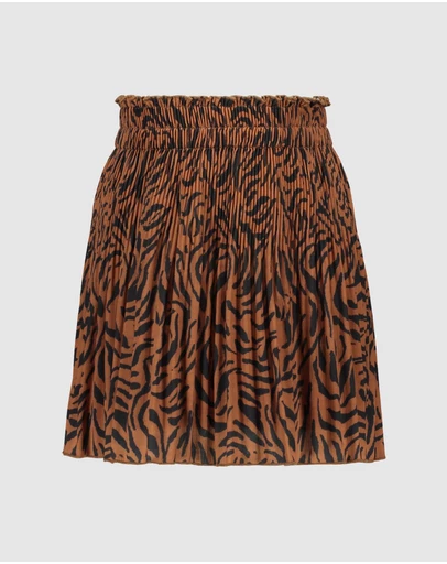 Like FLO - Zebra Print Pleated Skirt - Kids-Teens