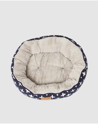 Mog & Bone - 4 Seasons Reversible Circular Dog Bed - Navy Cross Print