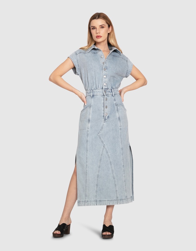 Belle & Bloom - Sundown Denim Midi Shirt Dress