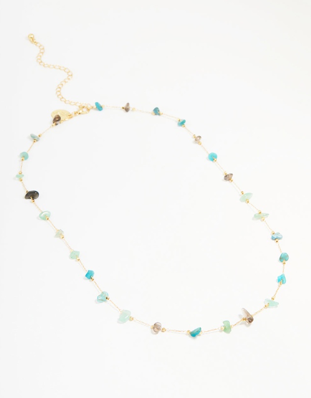Lovisa - Gold Plated Semi Precious Stones Station Necklace
