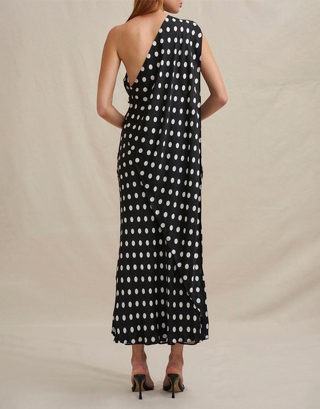 BY JOHNNY. - Dove Drape Polka Ankle Dress