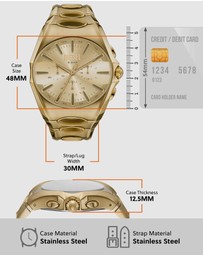 Diesel - D-Curve Gold Tone Chronograph Watches
