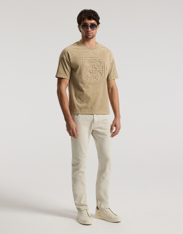 Calibre - Loose Fit Suede Look T-shirt Tan