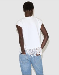 M.N.G - Cotton T-Shirt with Broderie Anglaise Embroidery