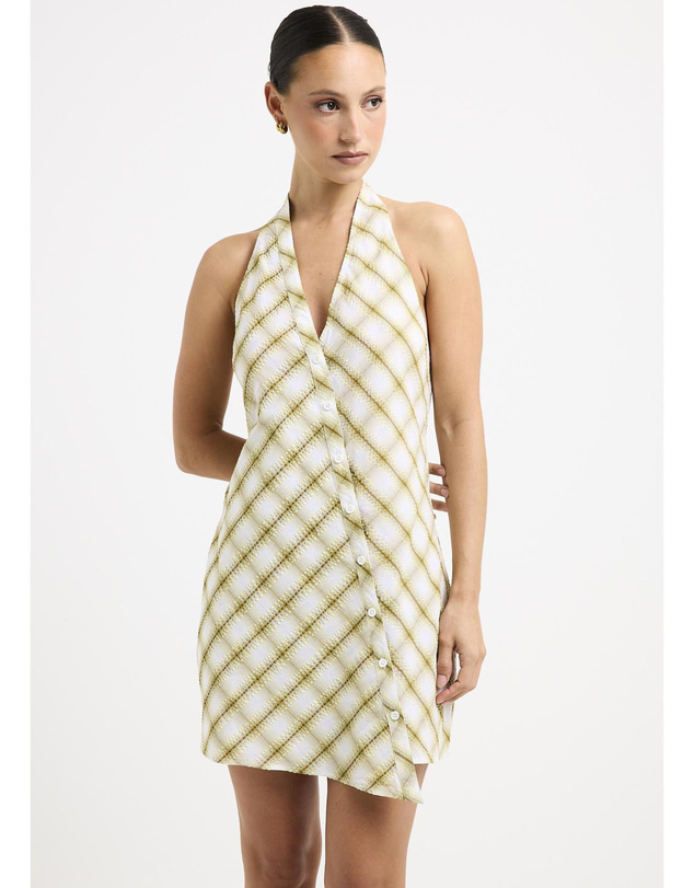 Insight - Abby Assymetric Check Mini Dress