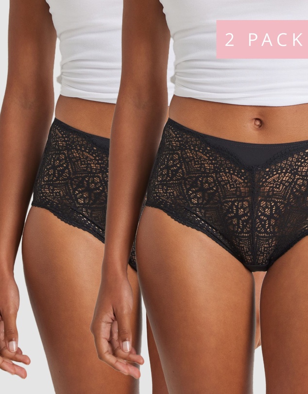 Kayser - 2 Pack Daily Essentials Micro & Geo Lace Full Brief (465 )