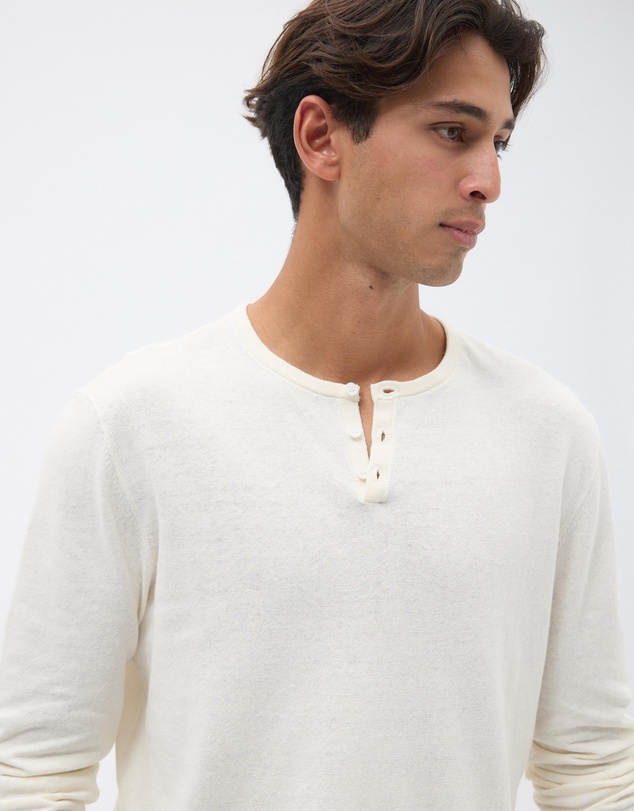 AERE - Linen Blend Long Sleeve Henley