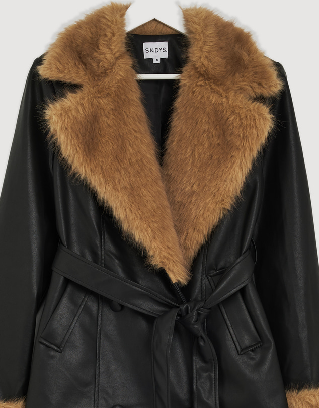 Revibe - Repaired SNDYS Cedric Faux Fur Leather Jacket - AU 8