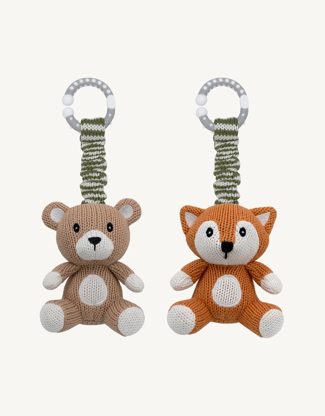 Living Textiles - 2 Pack Stroller Toys - Bear & Fox