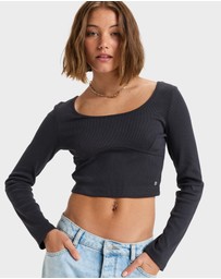 Roxy - Womens Pretty Please Long Sleeves Cropped Top