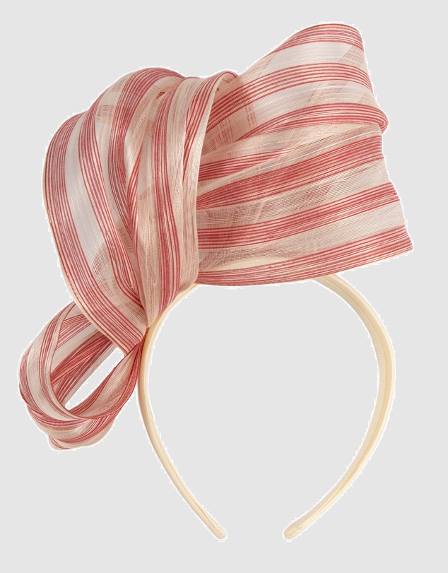 Fillies Collection - Bespoke Red Cream Bow Racing Fascinator