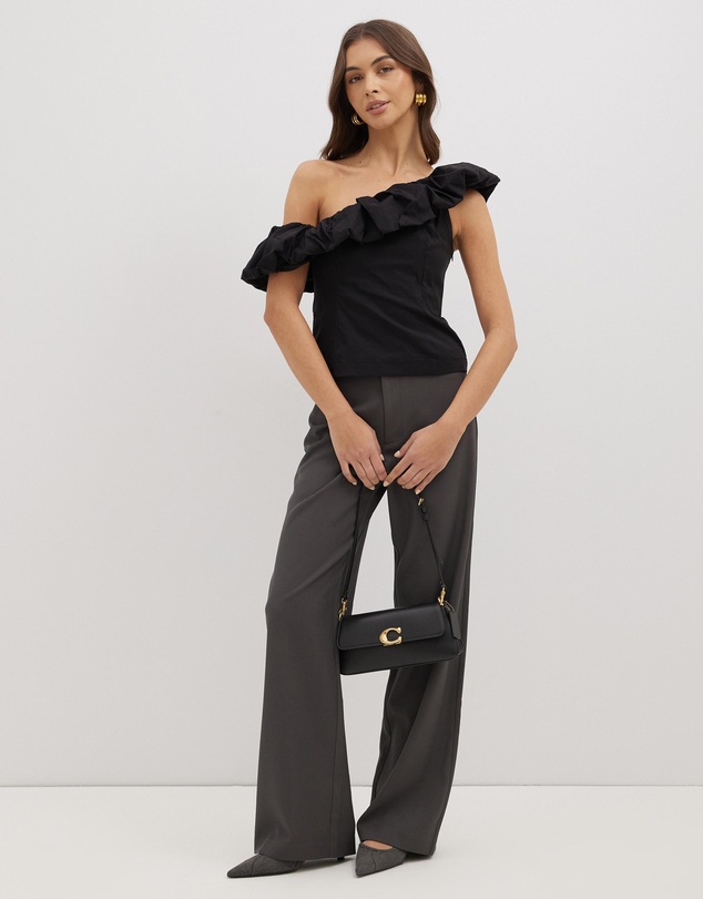 Dazie - Darling Delight One Shoulder Ruffle Top