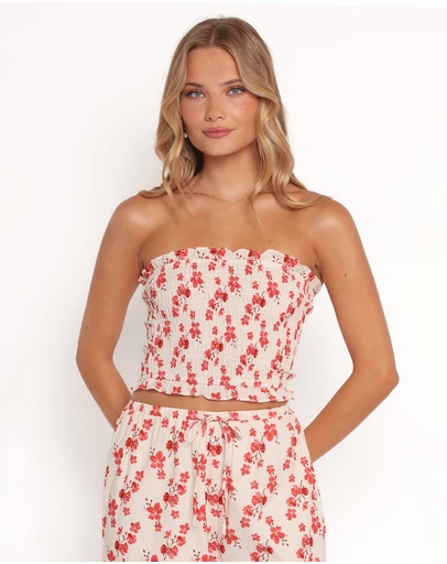 Petal & Pup - Winona Strapless Top - Red Blossom
