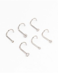 Lovisa - Surgical Steel Corkscrew And Ball Nose 6-Pack