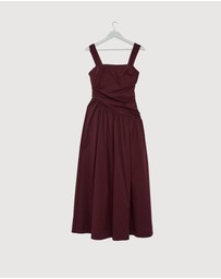 Revibe - Repaired AERE Kylara Ruched Midi Dress - AU 10