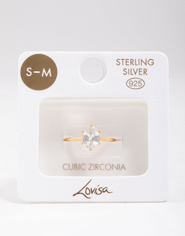 Lovisa - Gold Plated Sterling Silver Oval Solitaire Ring