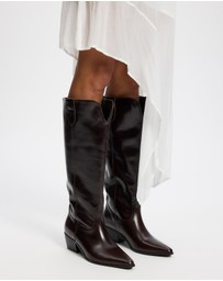 AERE - Rozalia Knee High Leather Cowboy Boots