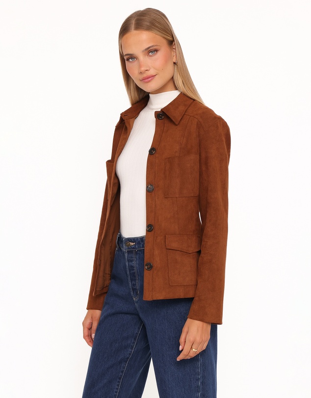 Petal & Pup - Mahlee Faux Suede Shacket - Copper Tan