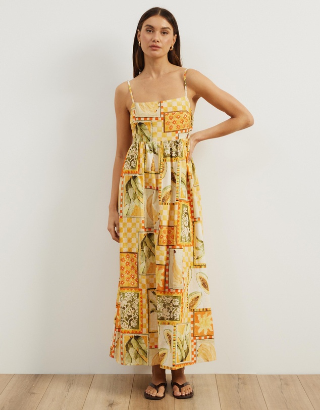 Atmos&Here - Alex Linen Blend Empire Waist Midi Dress