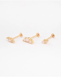 Lovisa - Gold Plated Surgical Steel Pearl Flat Back Pack