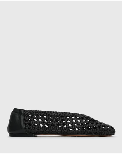 Betts - Izzy Leather Woven Ballet Flats