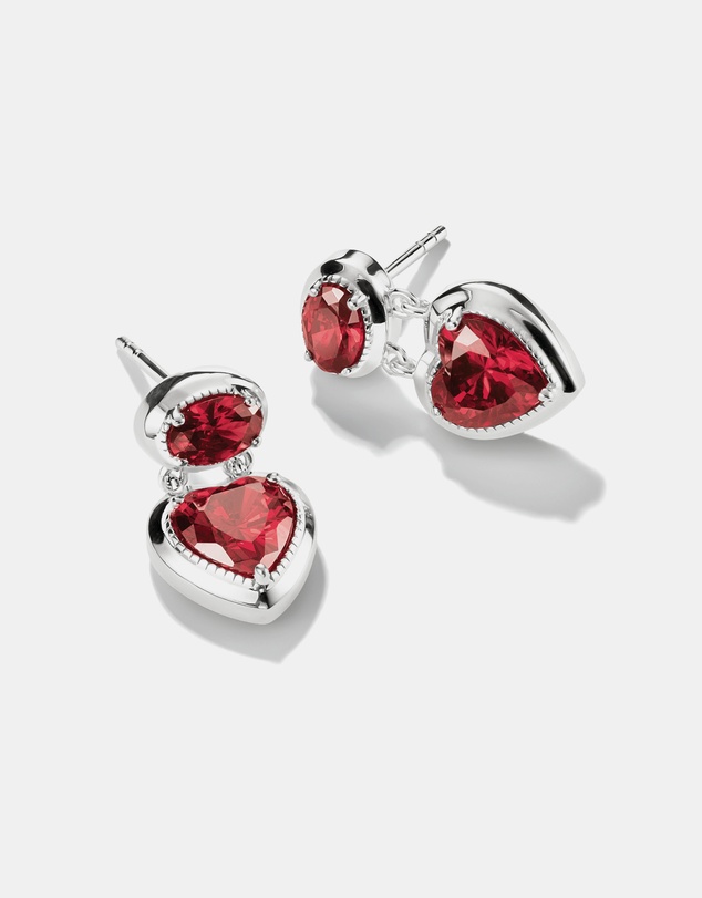 THOMAS SABO - THOMAS SABO Stud Earrings with Red Heart Stones Silver
