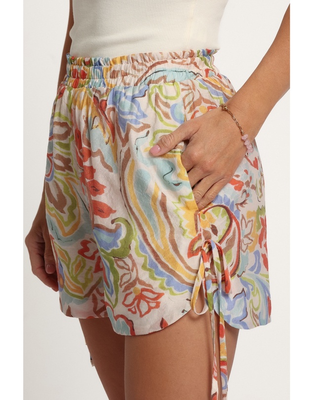 Petal & Pup - Bryson Pull On Shorts - Green Blue Paisley