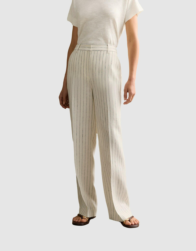 Trenery - Linen Dot Stripe Pant