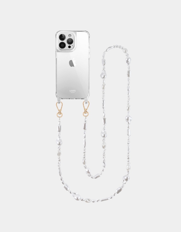 LOUVE COLLECTION - Clear Phone Case + Moon Pearl Chain