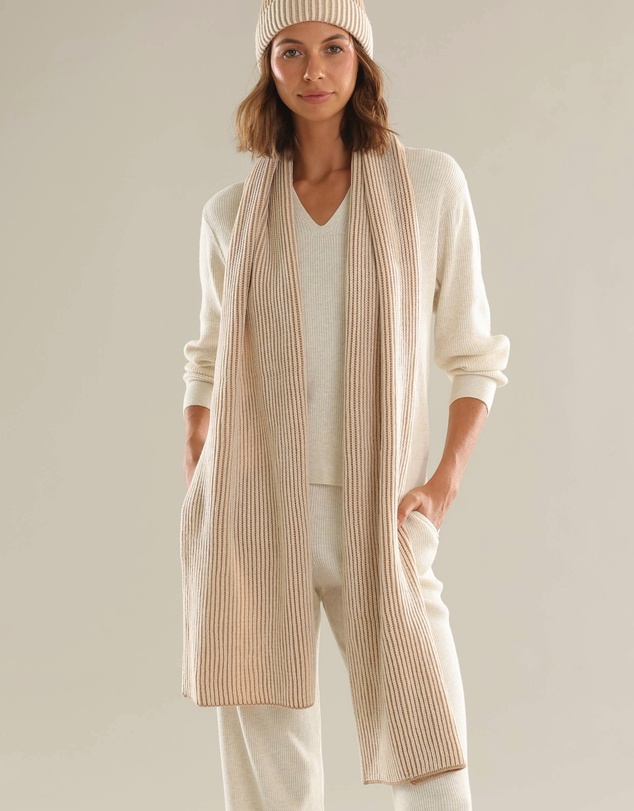Morgan & Taylor - Sarina Rib Knit Scarf in Beige