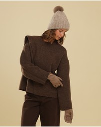 Morgan & Taylor - Amalie Faux Suede Gloves in Beige