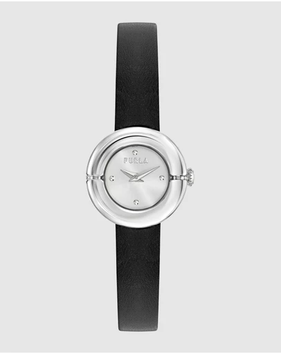 Furla - Furla Miasfera Iconic 24mm Black Leather Strap Watch